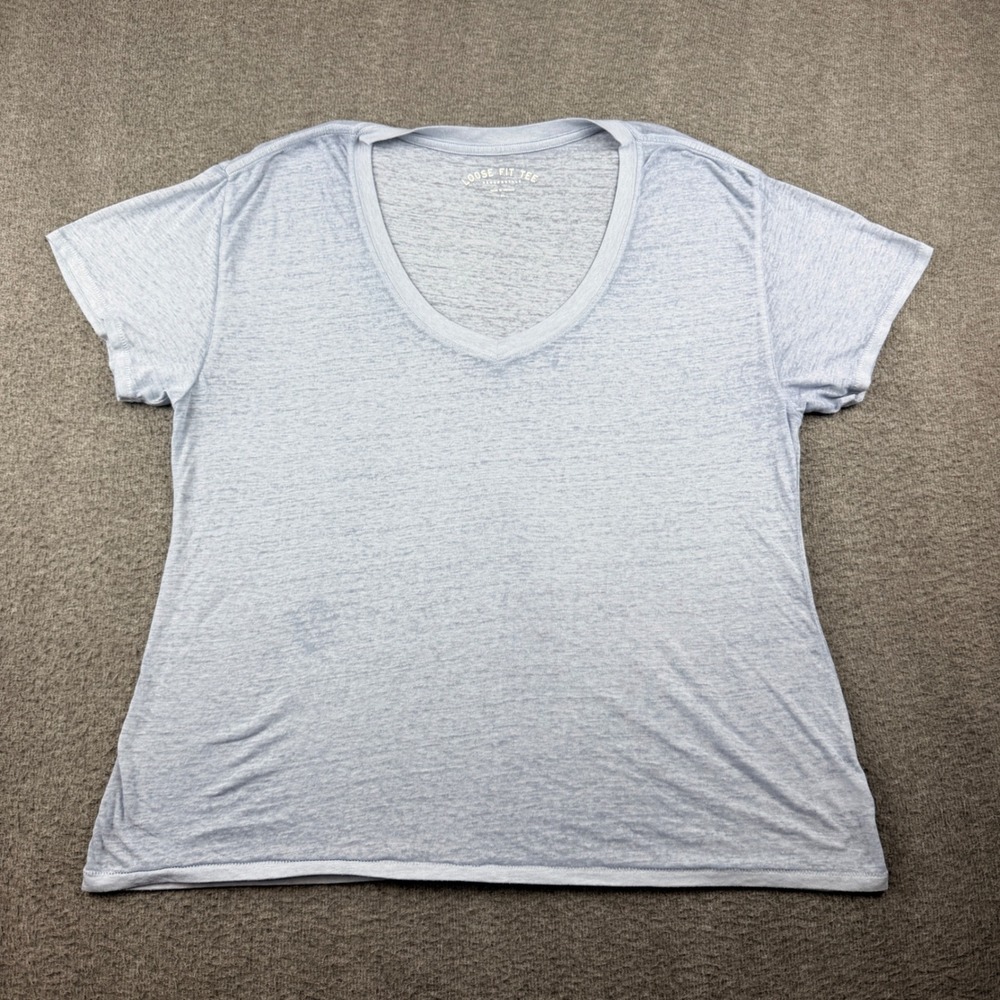 Aeropostale Loose Fit Tee Light Blue Women's XL V-Neck Short Sleeve T-Shirt